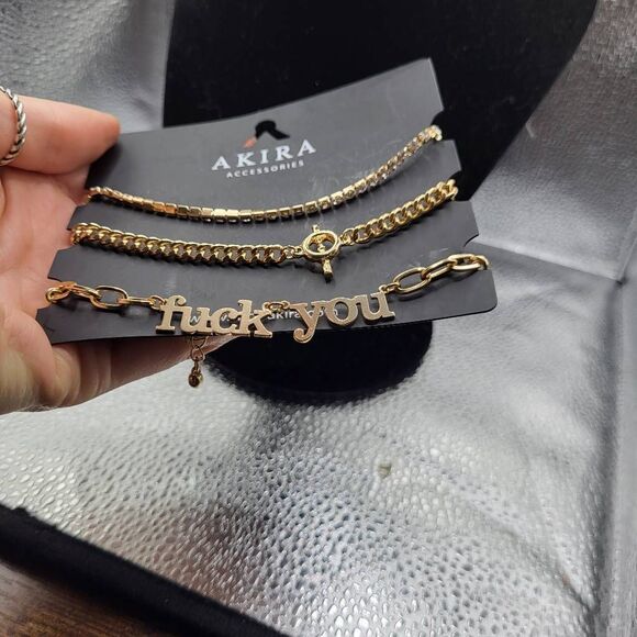 NWT Akira "F*ck You" Bracelet set of 3 Bracelets - Picture 2 of 6
